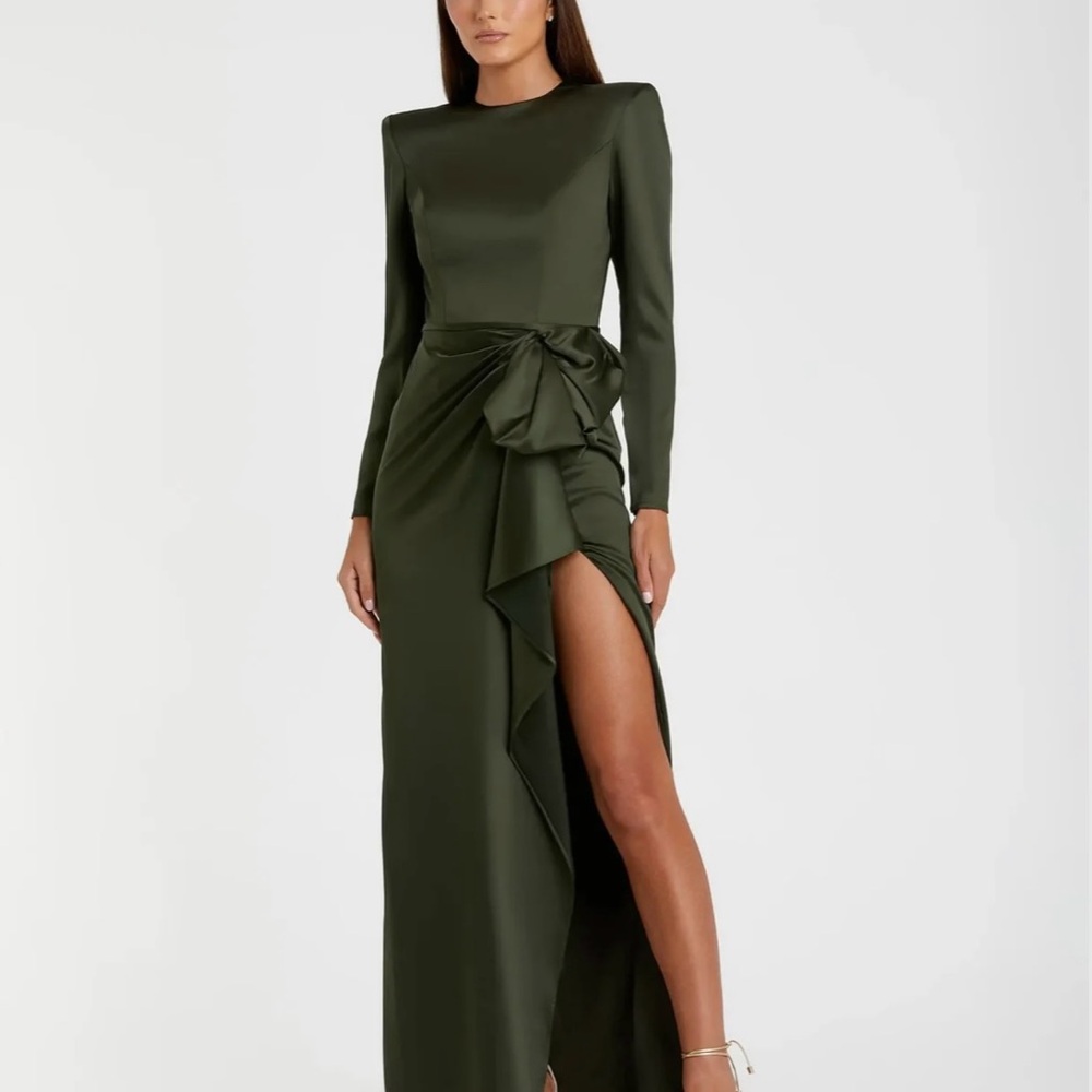 Mac Duggal Dark Green Long Sleeve Dress